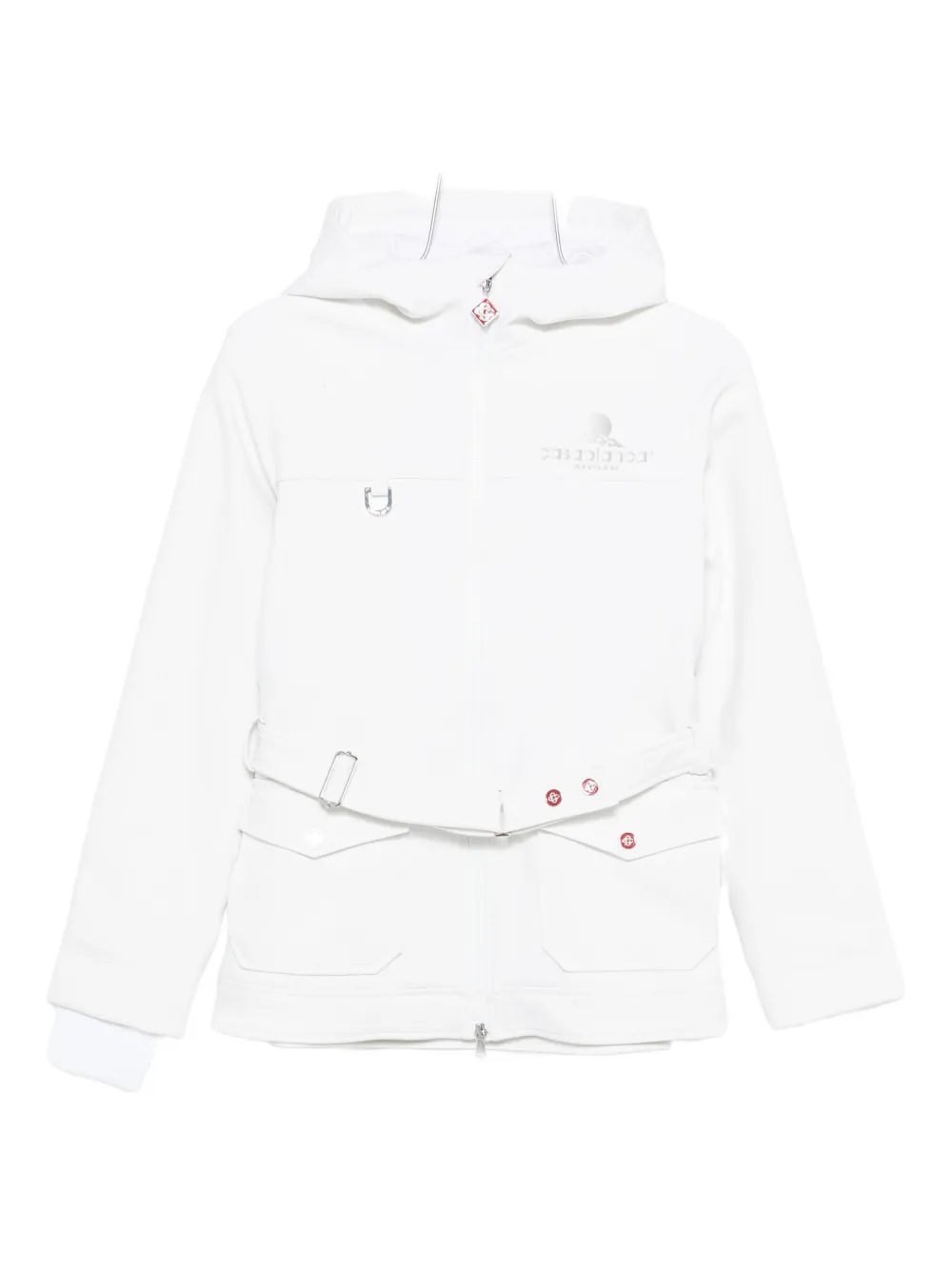 Casablanca Hooded Belted Ski Jacket In White