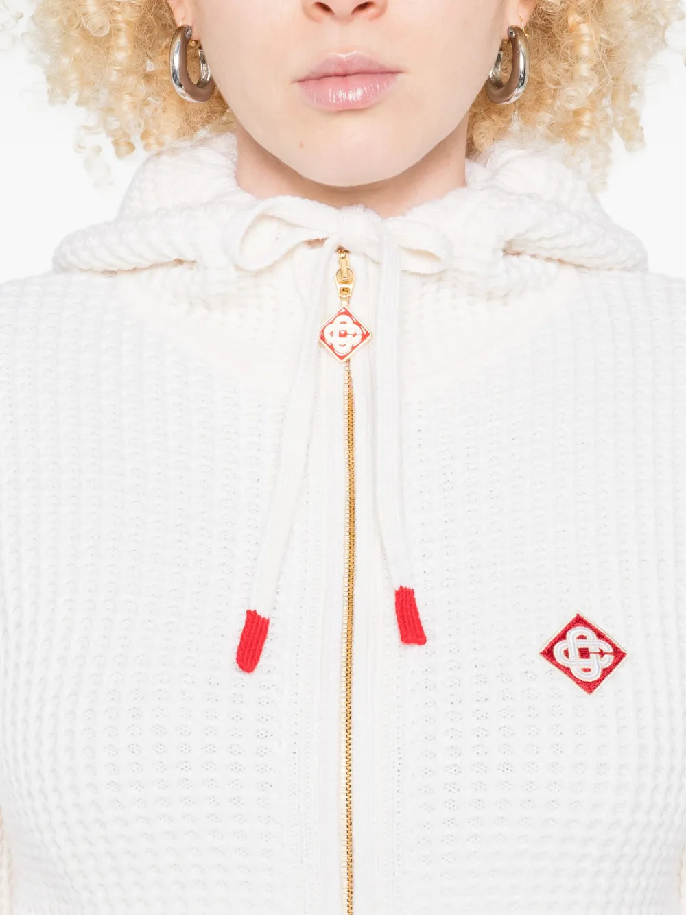 Casablanca Waffle hoodie met rits Beige