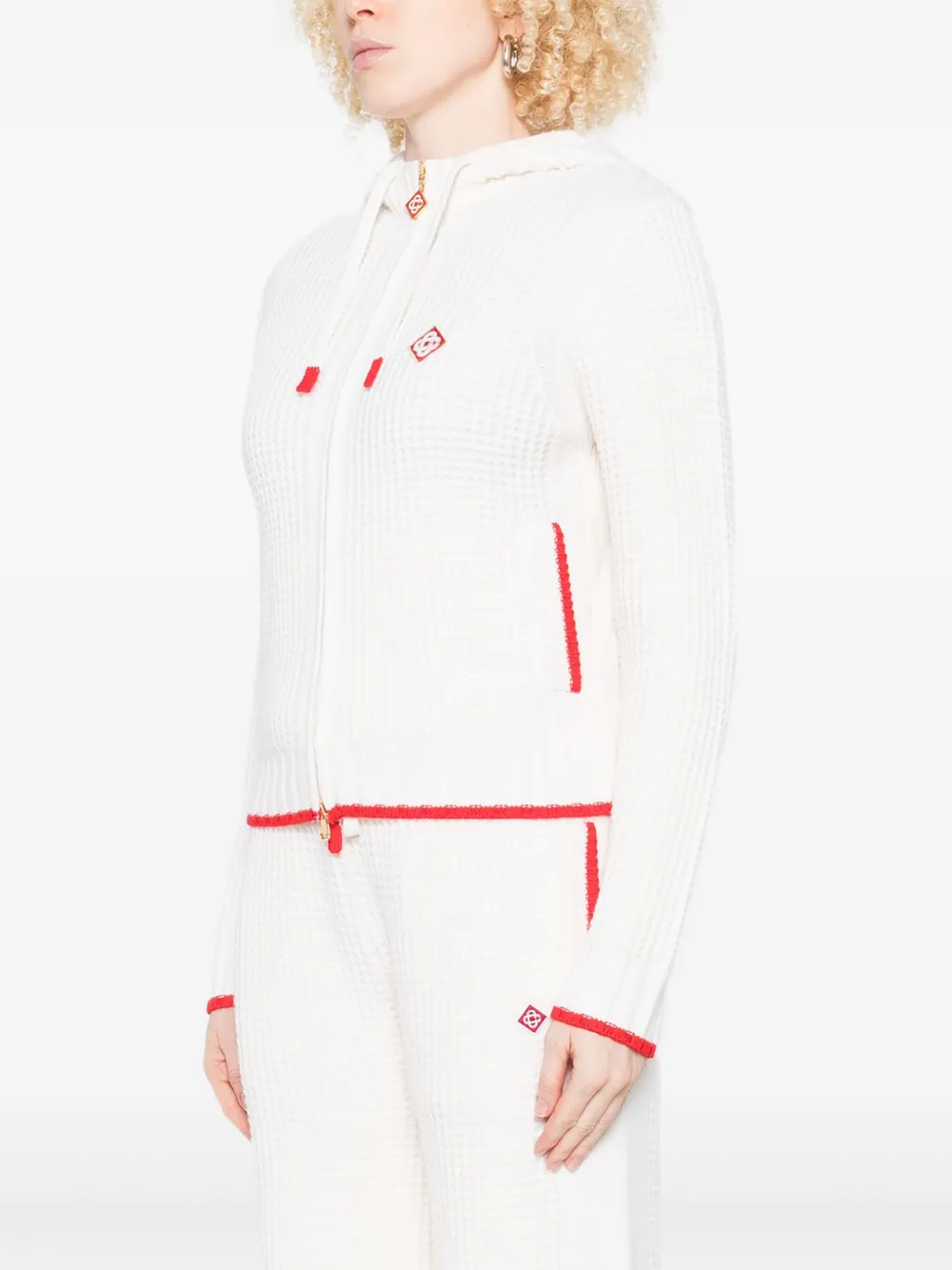 Casablanca Waffle hoodie met rits Beige