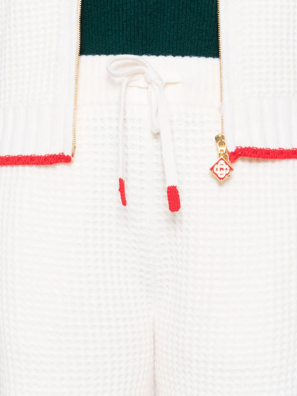 Casablanca Contrast-trim Waffle-knit Trousers In Neutral