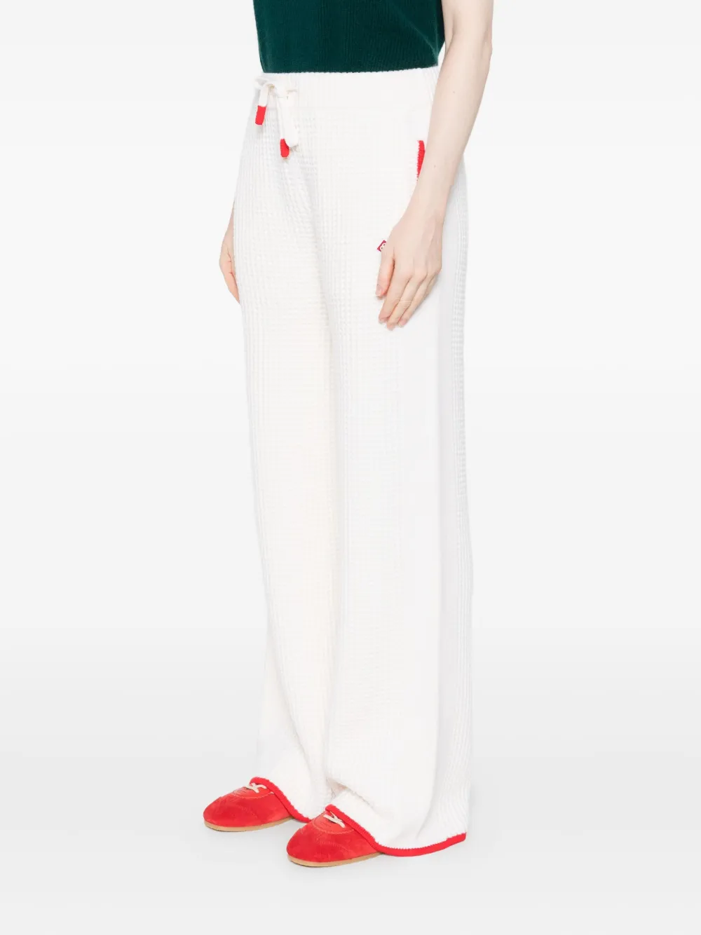 Casablanca Contrast-trim Waffle-knit Trousers In Neutral