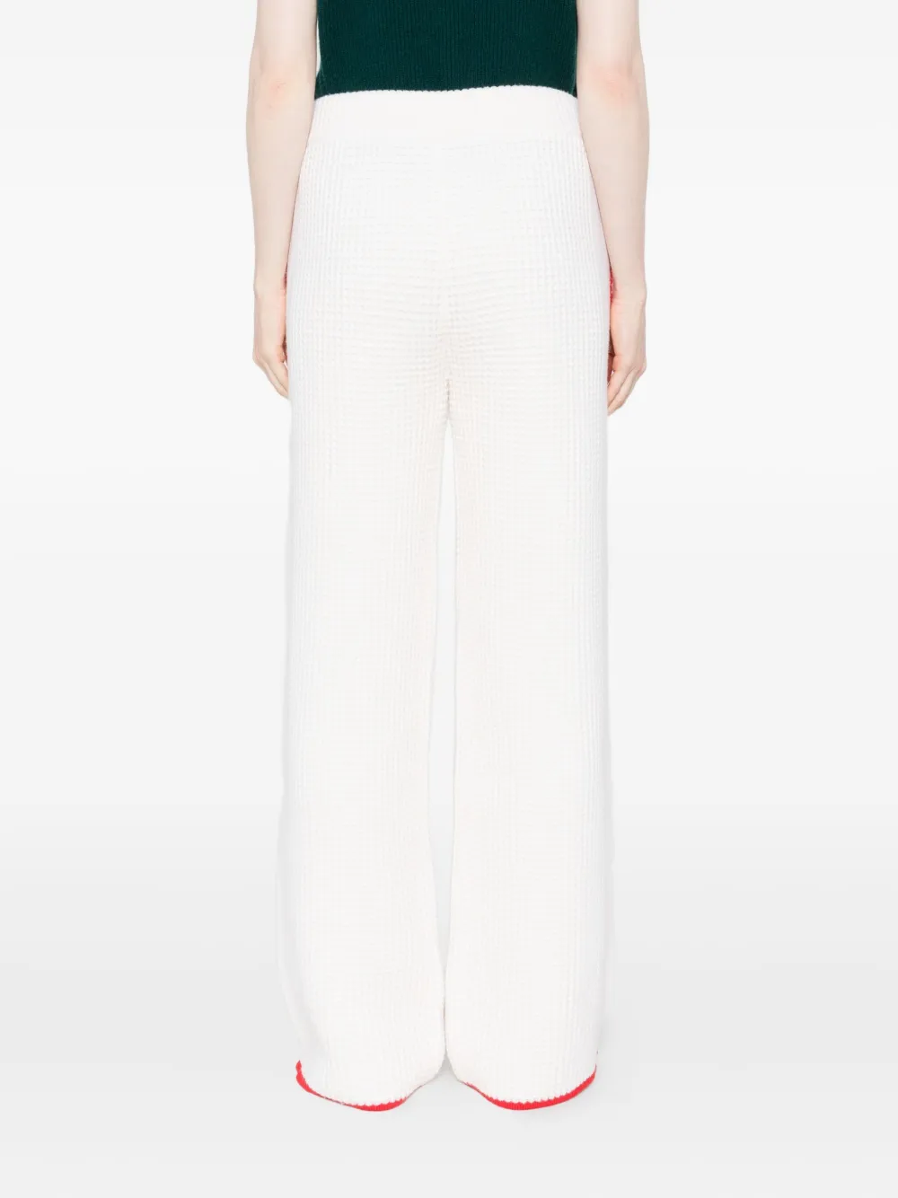 Casablanca Contrast-trim Waffle-knit Trousers In Neutral