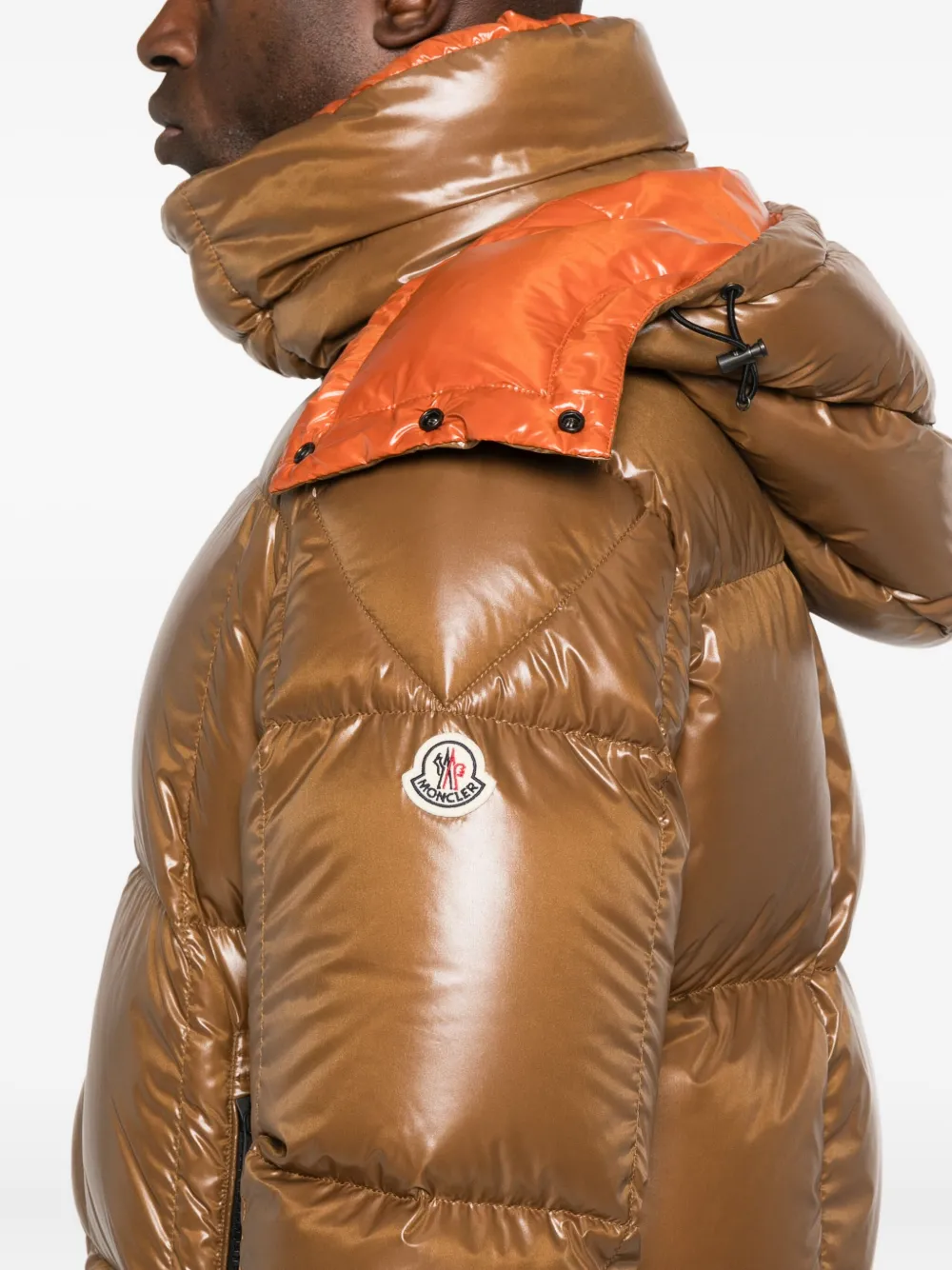 Moncler Parana Hooded Cropped Down Jacket In Brown
