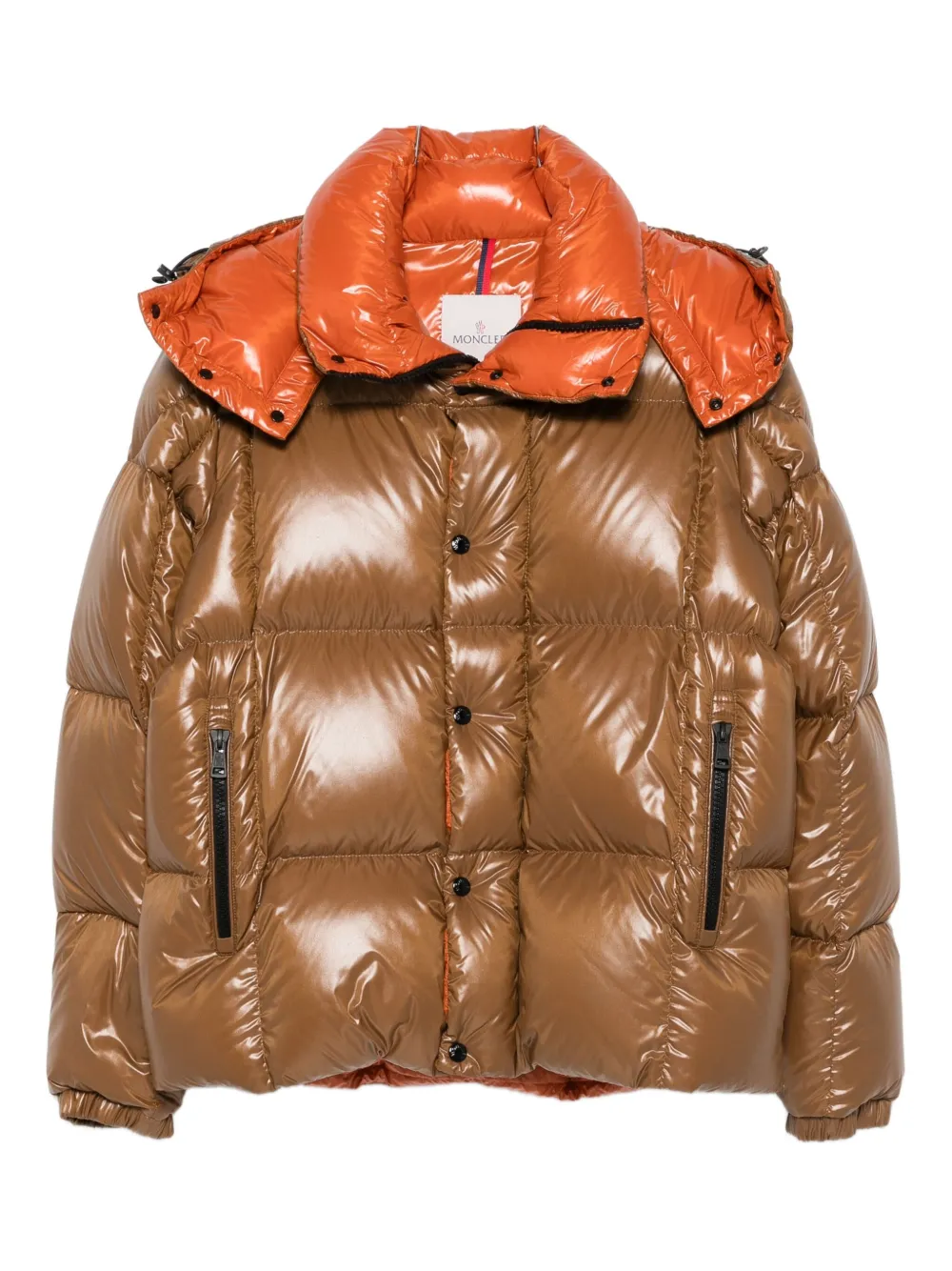 Moncler Parana Hooded Cropped Down Jacket In Brown