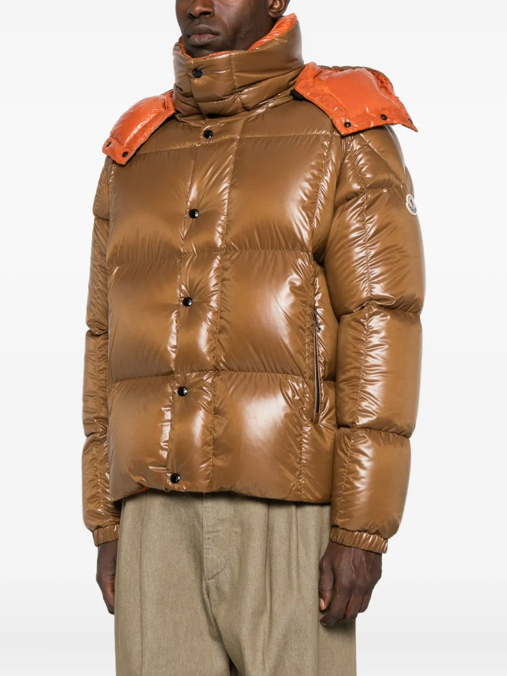Moncler Parana Hooded Cropped Down Jacket In Brown