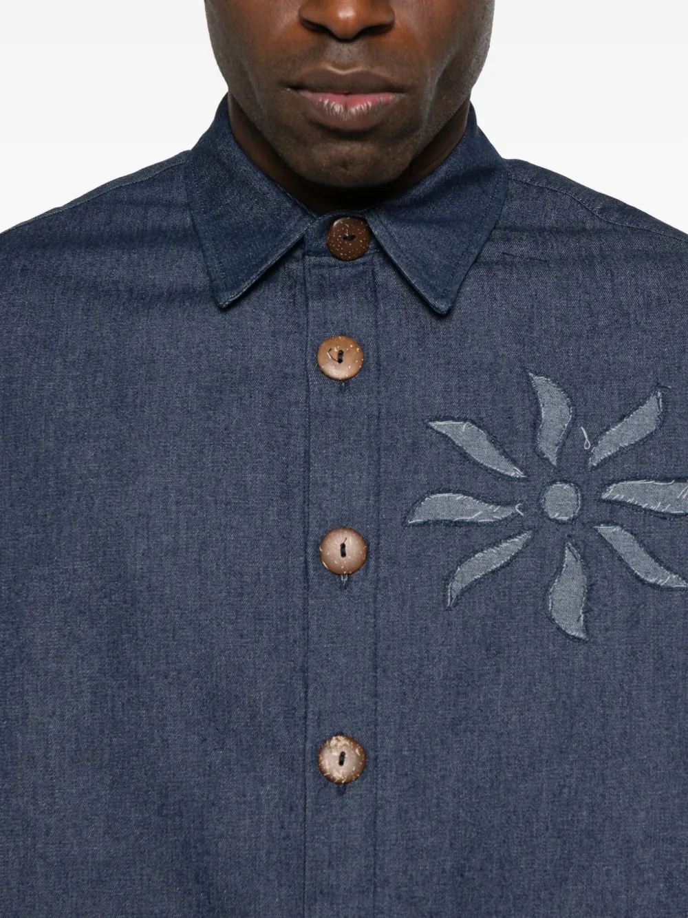 Labrum London Olokun Flower Denim Shirt In Blue
