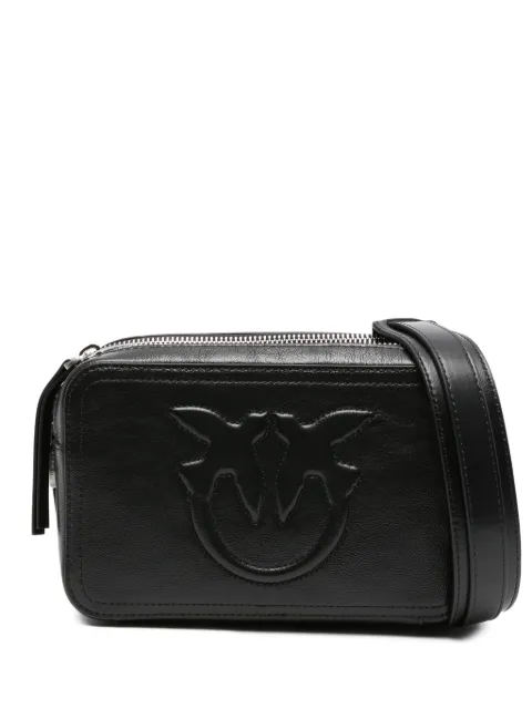 PINKO embossed-logo leather crossbody bag
