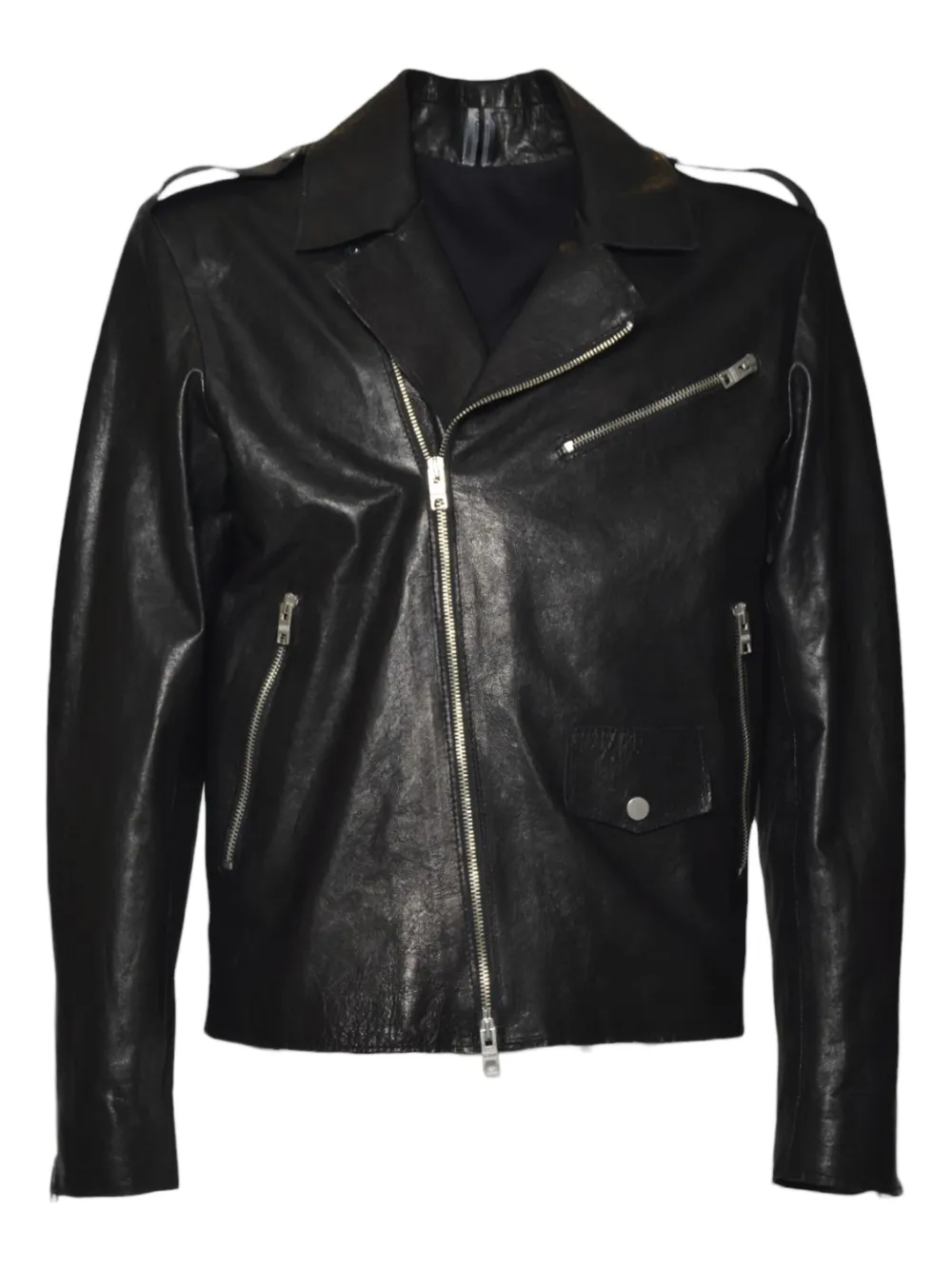 D-FOUR Bikerjacke aus Leder | Schwarz | Image 1
