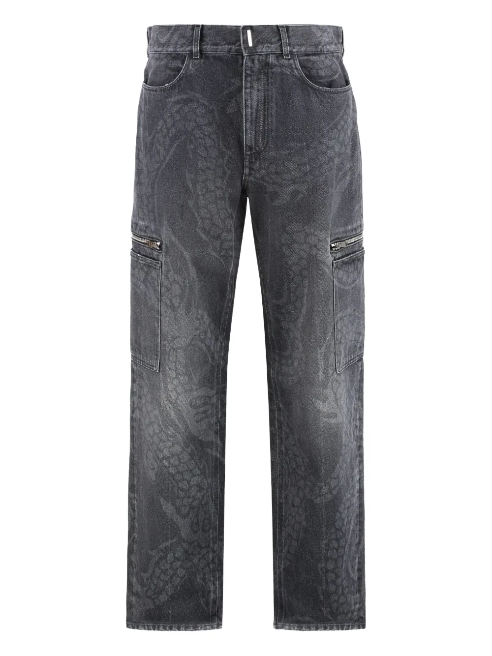 Givenchy dragon-print cargo jeans Grijs