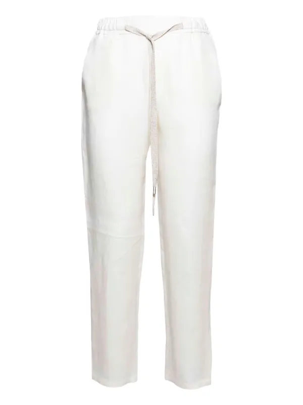 Barba Drawstring-waist Trousers in White