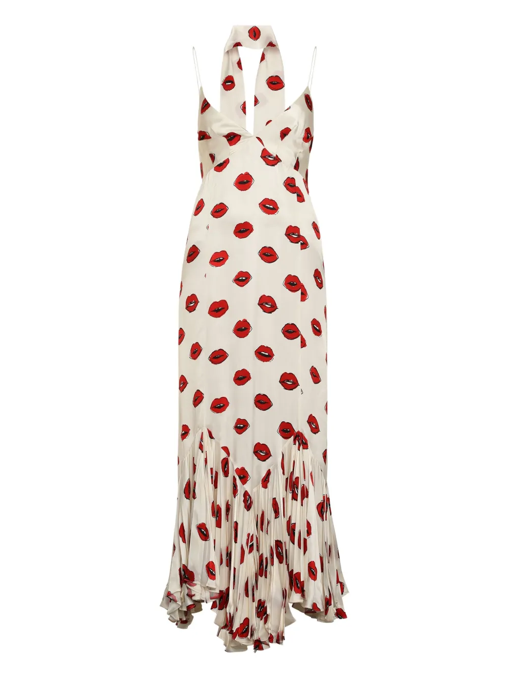 Khaite Lip-print Pleated Maxi Dress