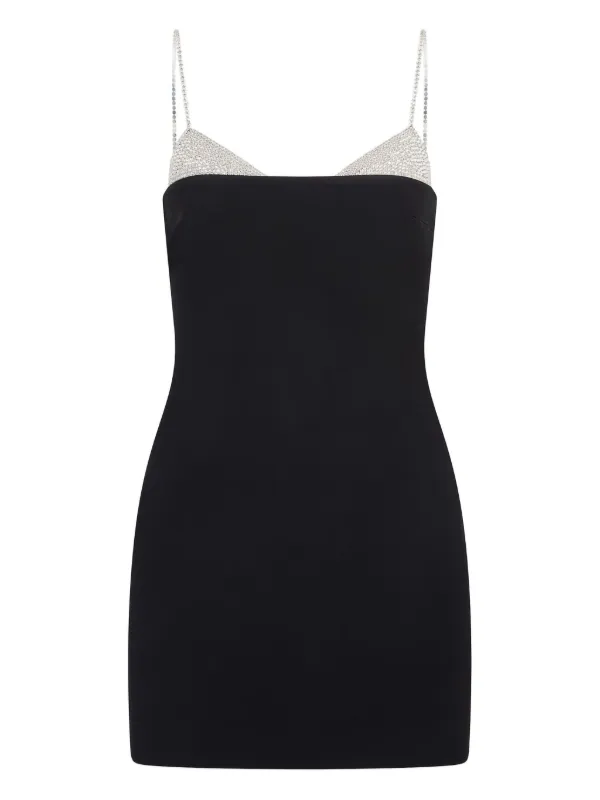 knee length dresses for ladies CRYSTAL EMBROIDERED CROSS STRAP MINI DRESS – David Koma main image 0