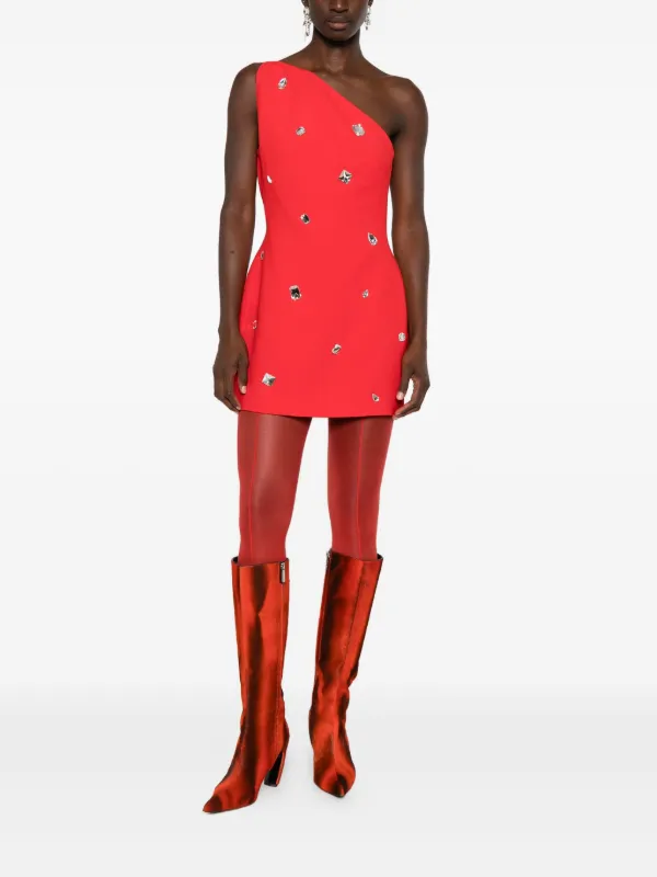 David Koma one-shoulder crystal-embellished Mini Dress | Red | FARFETCH