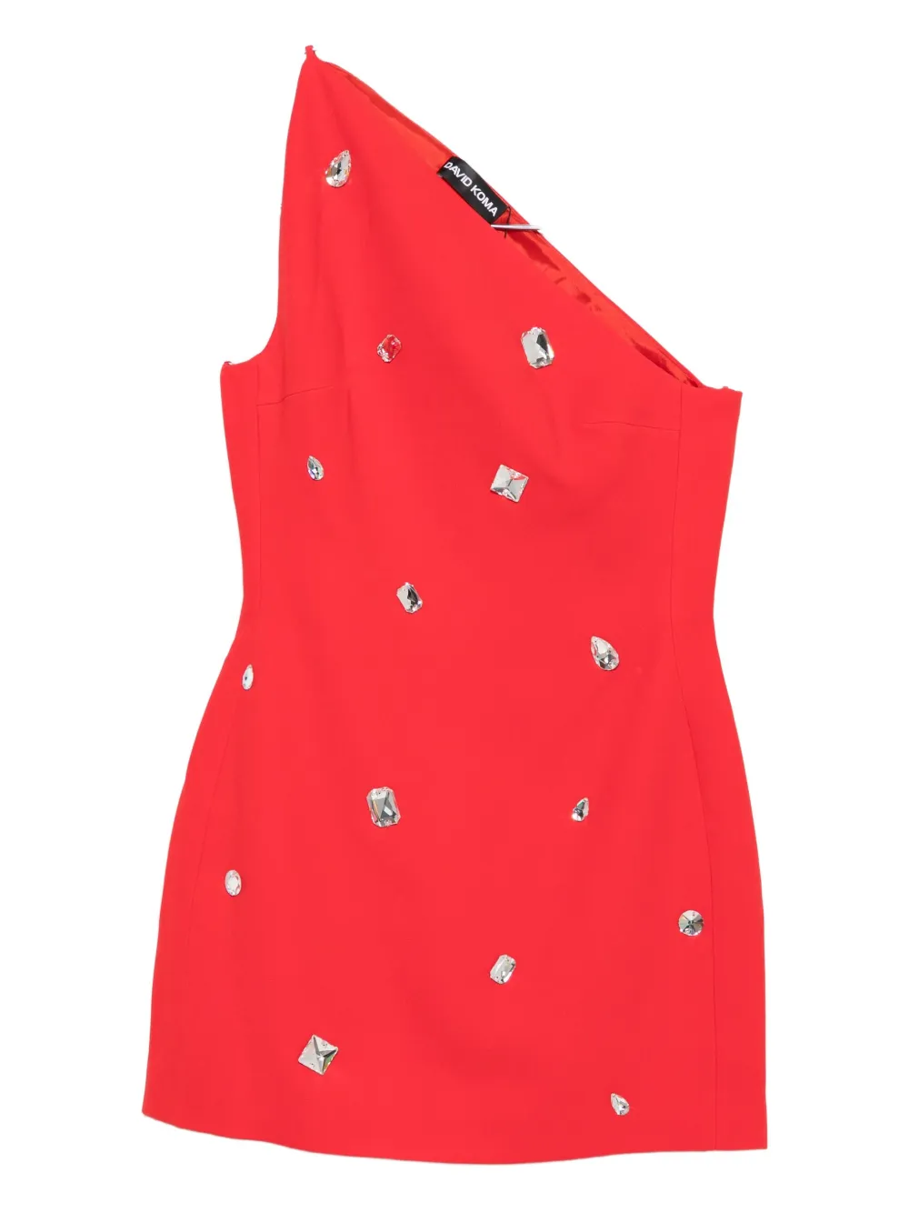 one-shoulder crystal-embellished mini dress