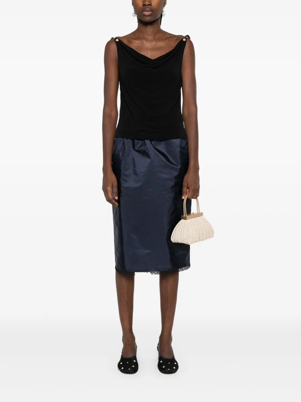 Aje Peyton tanktop met col Zwart
