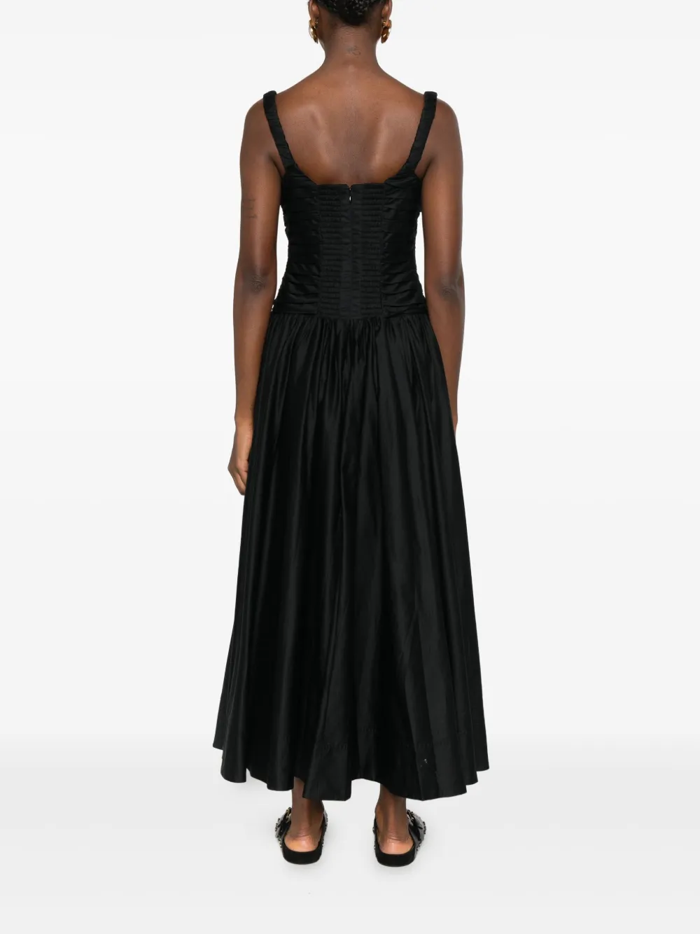 Aje Geplooide midi-jurk Zwart
