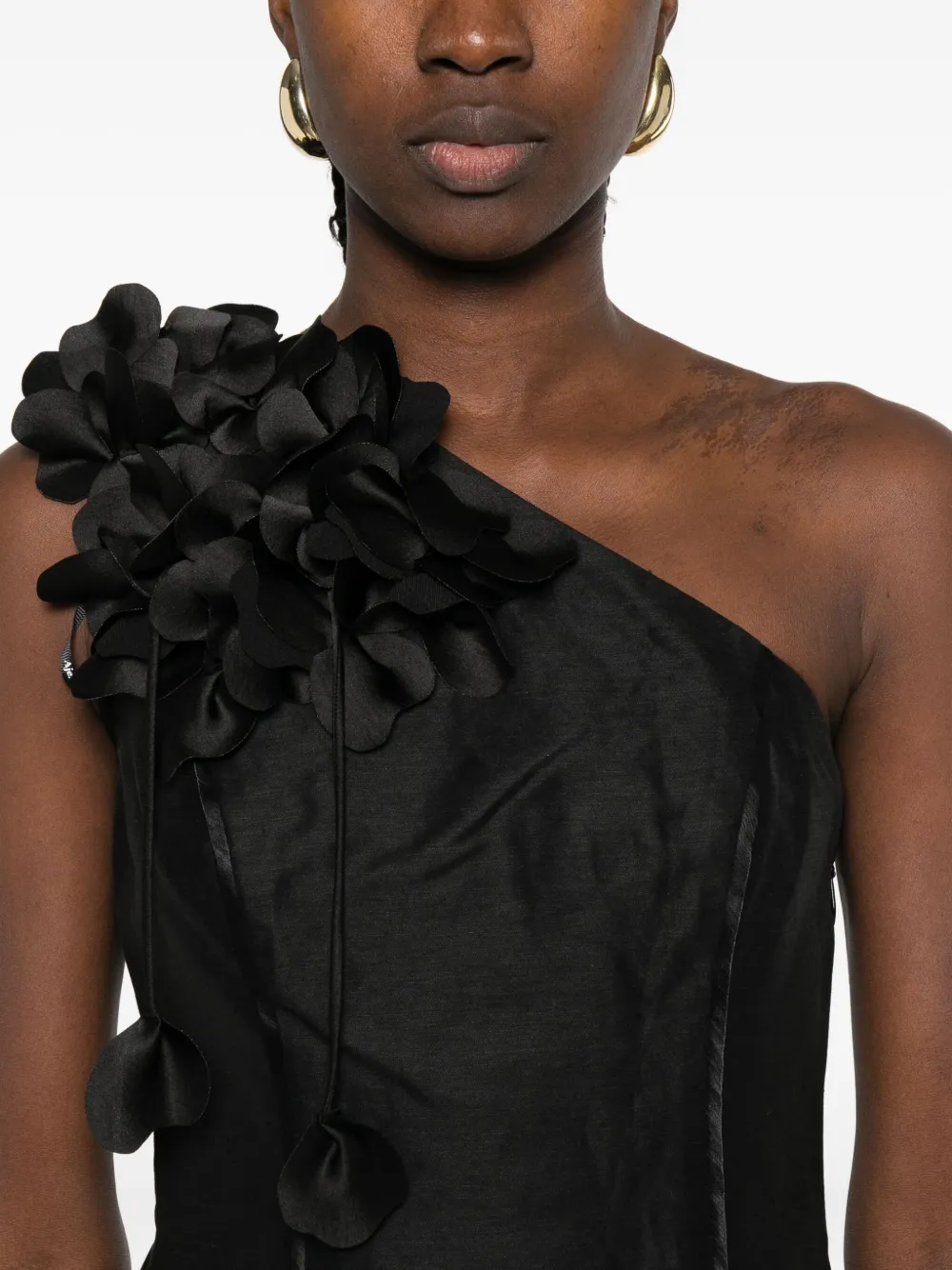 Aje Camille asymmetrische mini-jurk met bloemapplicatie Zwart