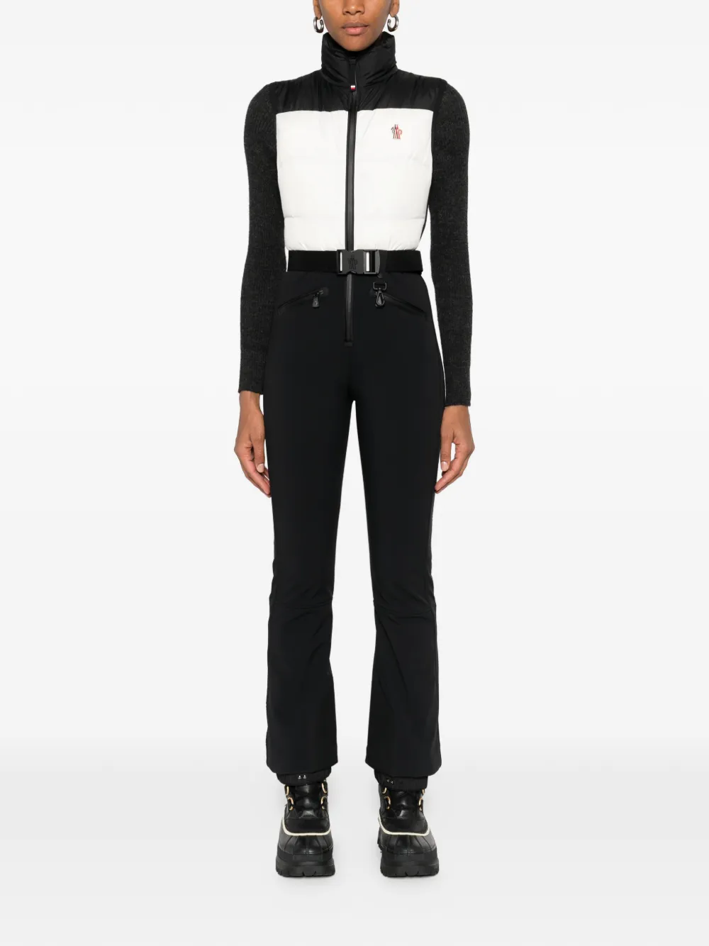 Moncler Zip-up Sleeveless Ski Suit In Black