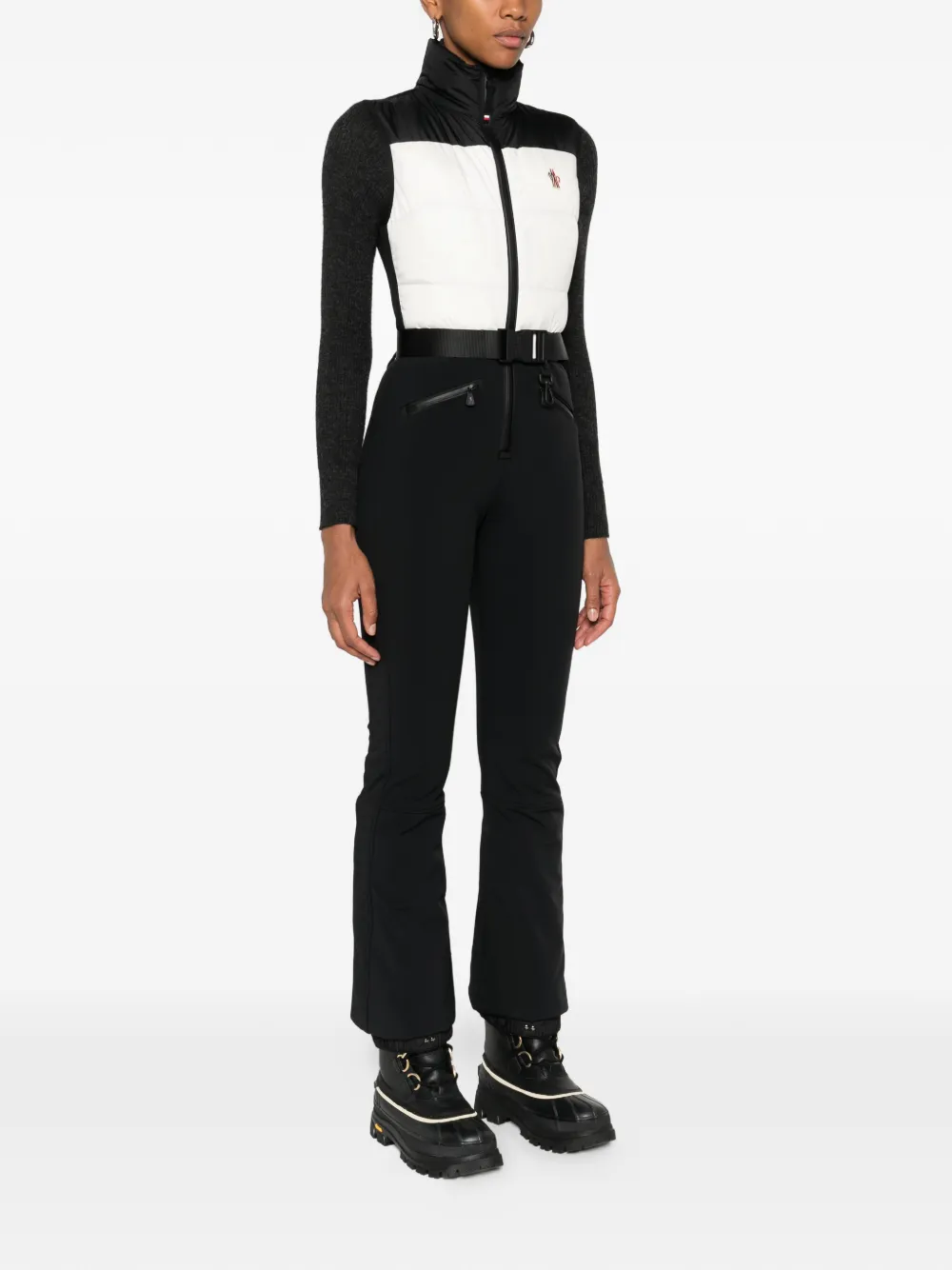 Moncler Zip-up Sleeveless Ski Suit In Black