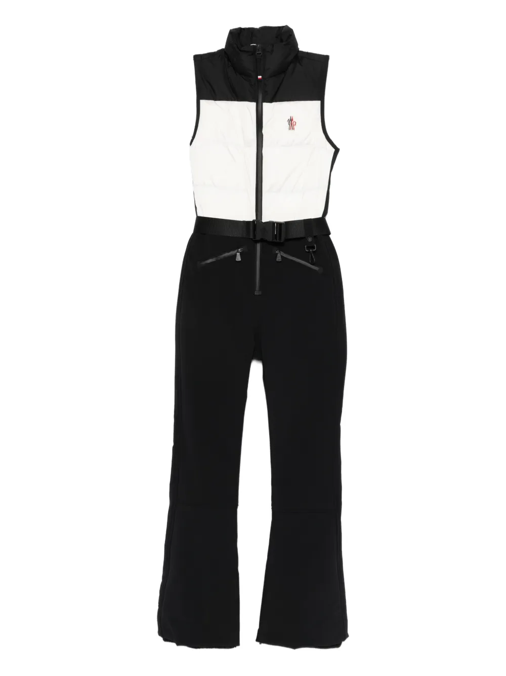 Moncler Zip-up Sleeveless Ski Suit In Black