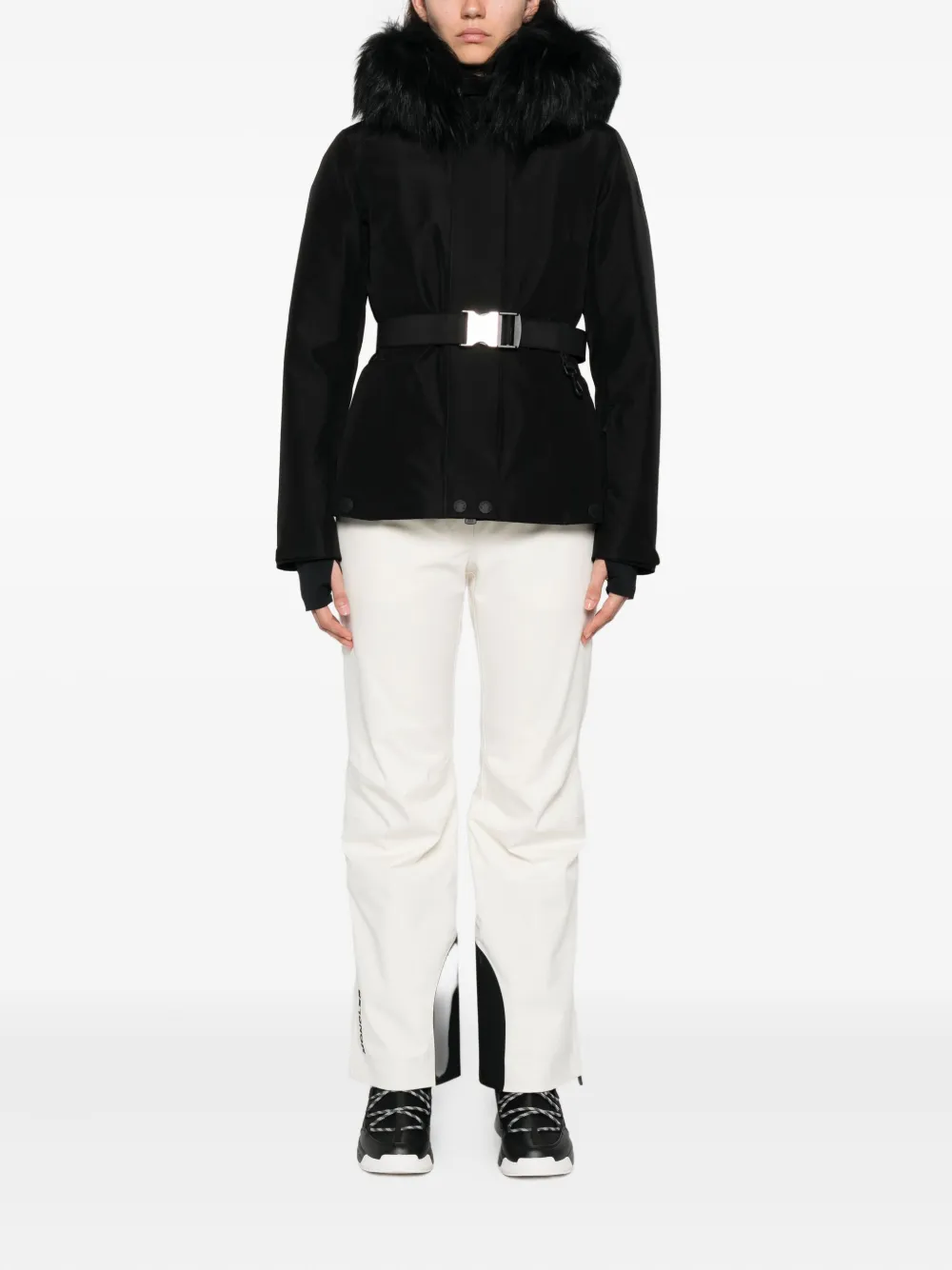 Moncler Belted Ski Jacket In Black