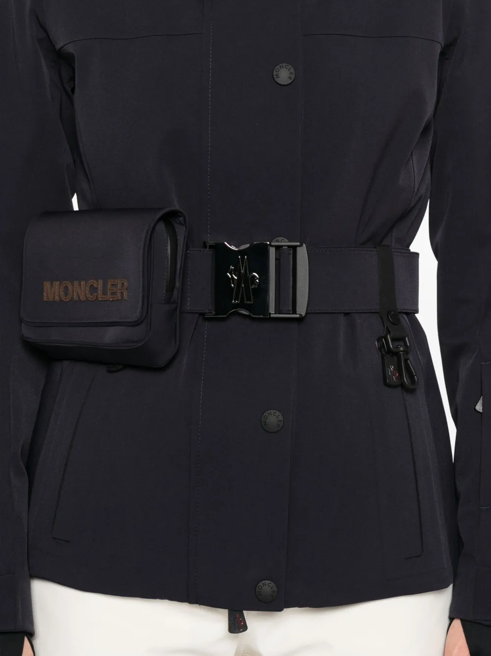 Moncler Hainets Belted Stretch-twill Ski Jacket In Blue