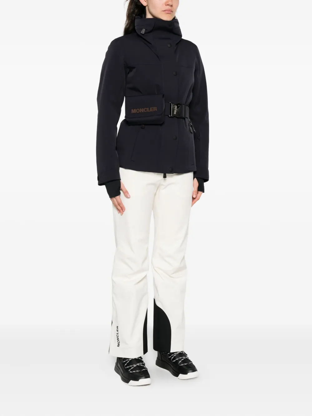 Moncler Hainets Belted Stretch-twill Ski Jacket In Blue