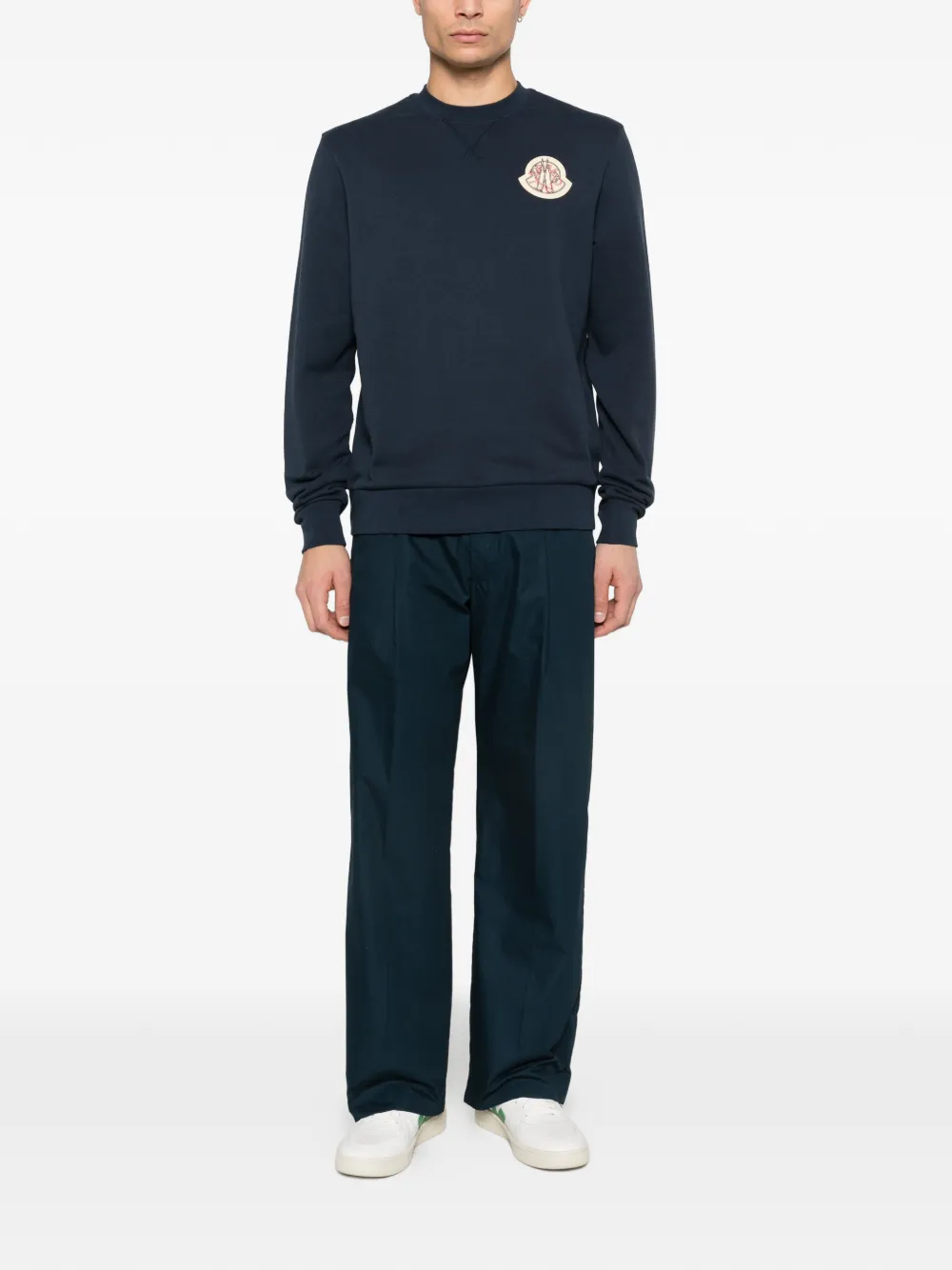 Moncler logo-patch sweatshirt - Blauw