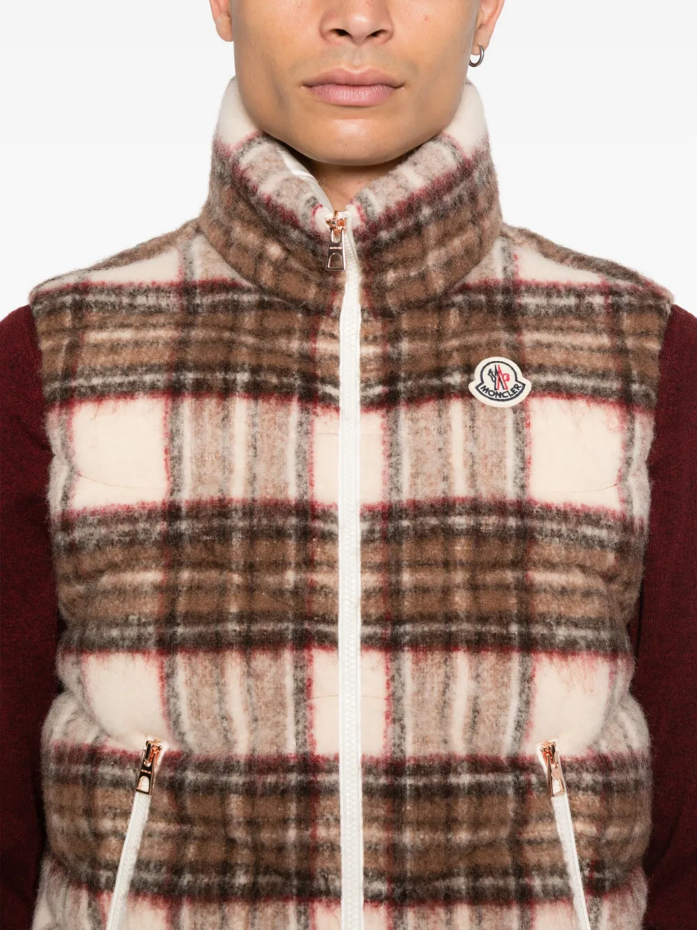 Moncler Sfakia チェック ベスト | ブラウン | FARFETCH JP