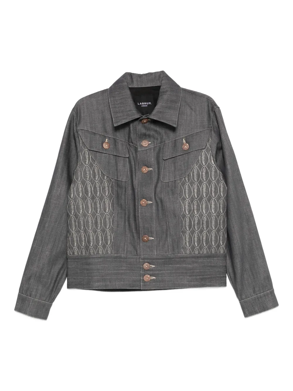 Labrum London embroidered denim jacket | Grey | Image 1