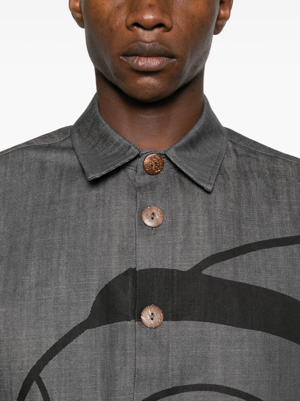 Nomoli-Print Denim Shirt
