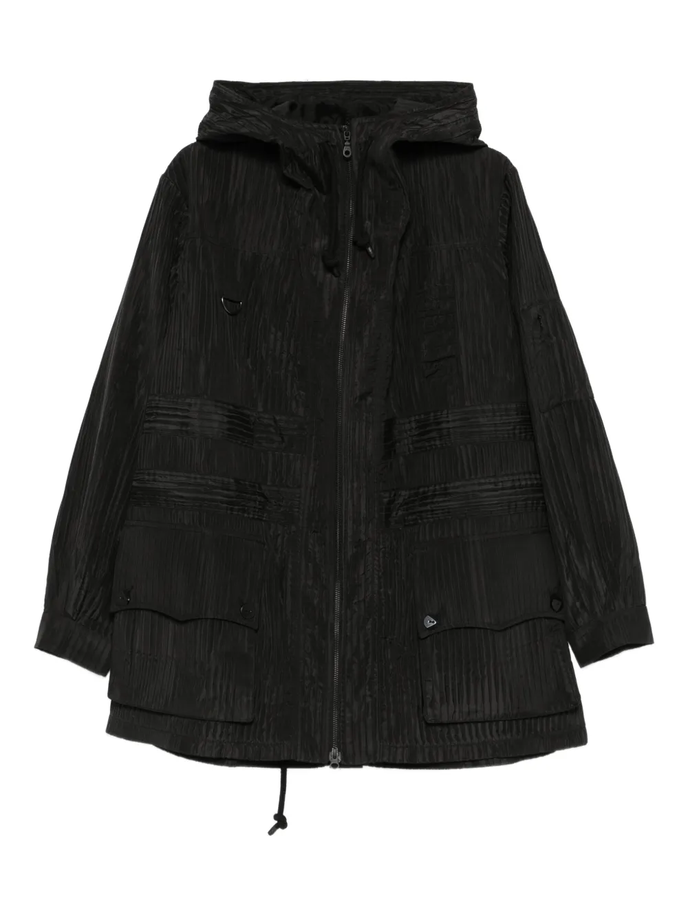 Labrum London fine-ribbed parka coat | Black | Image 1