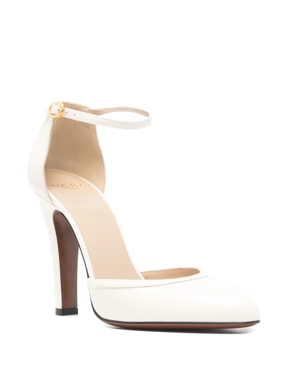 Valentino Garavani 100mm ankle-strap leather pumps Neutrals
