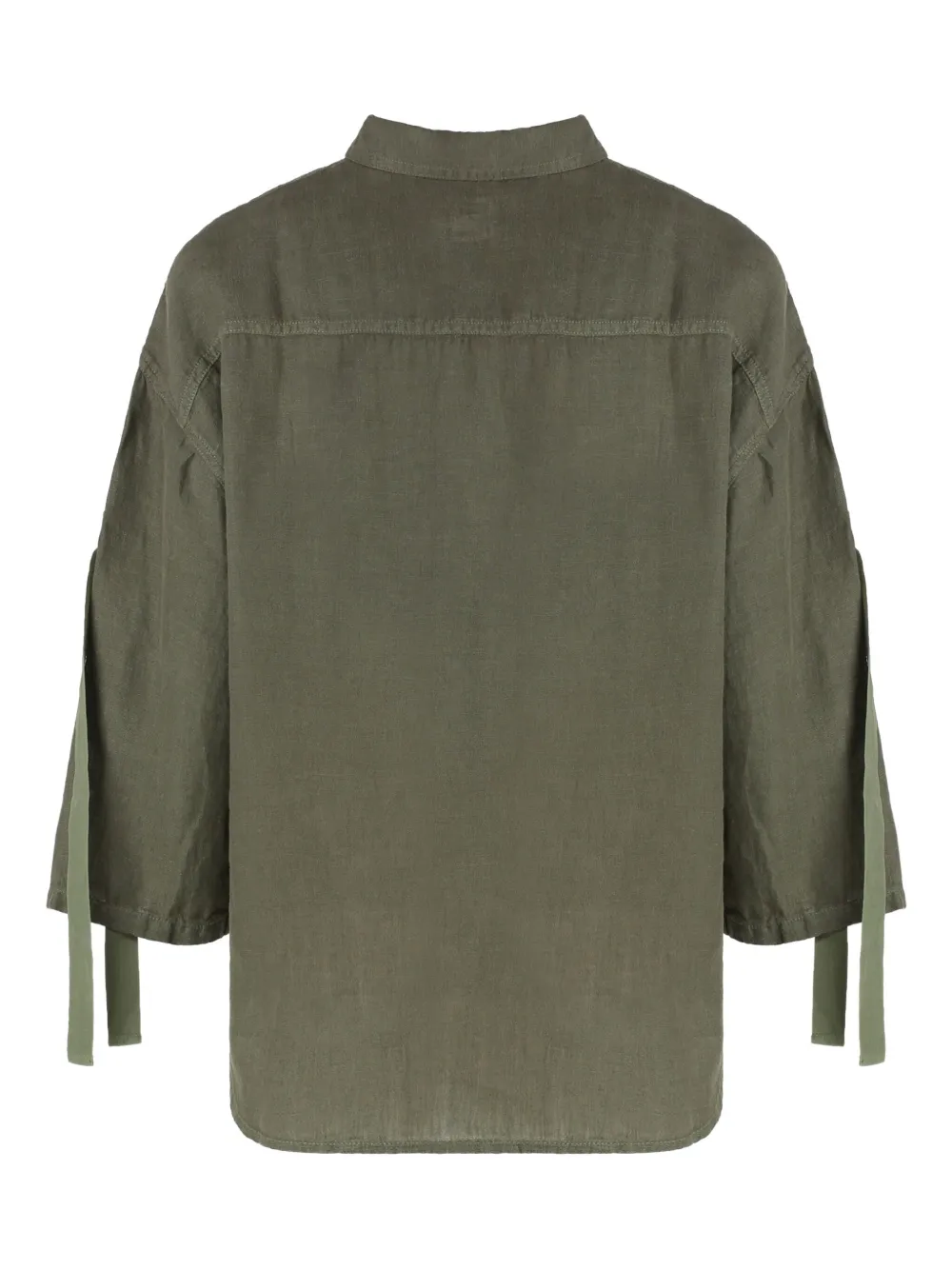 120% Lino Linnen blouse met borstzakken - Groen