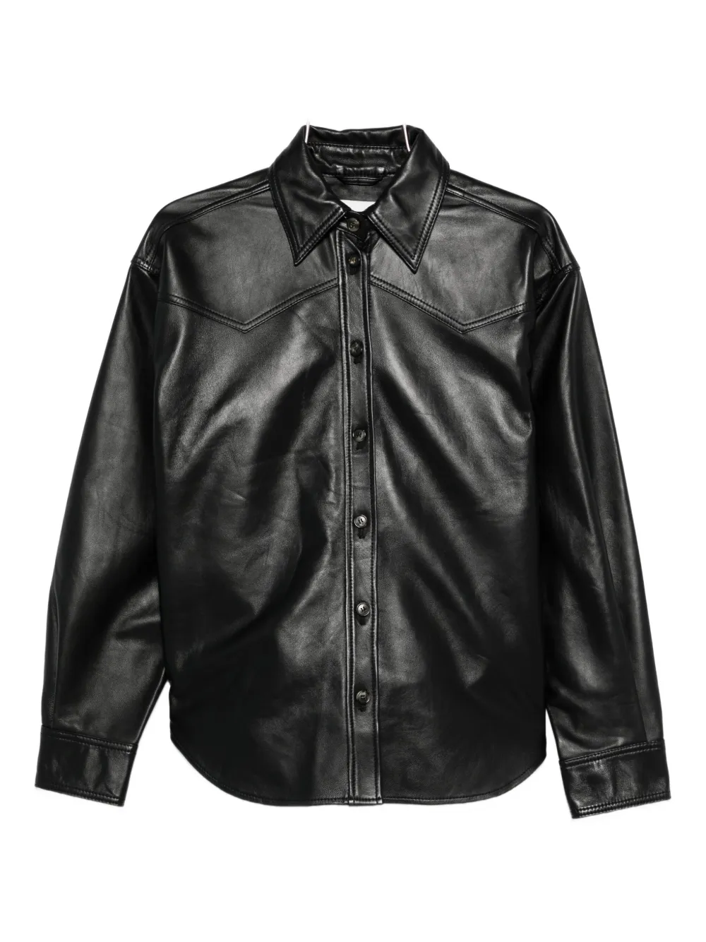 Haikure leather button-up shirt jacket Zwart