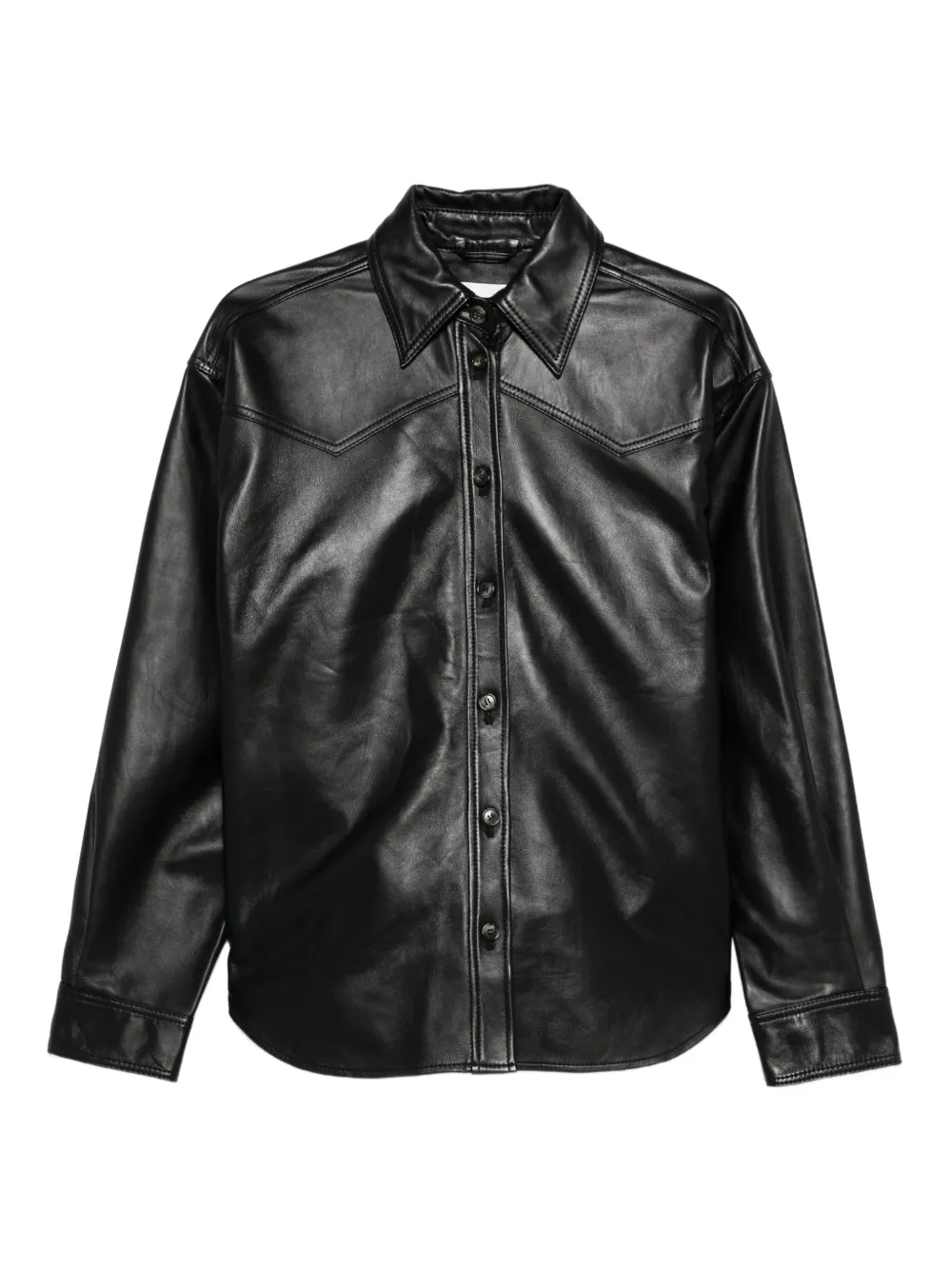 Haikure leather button-up shirt jacket Zwart