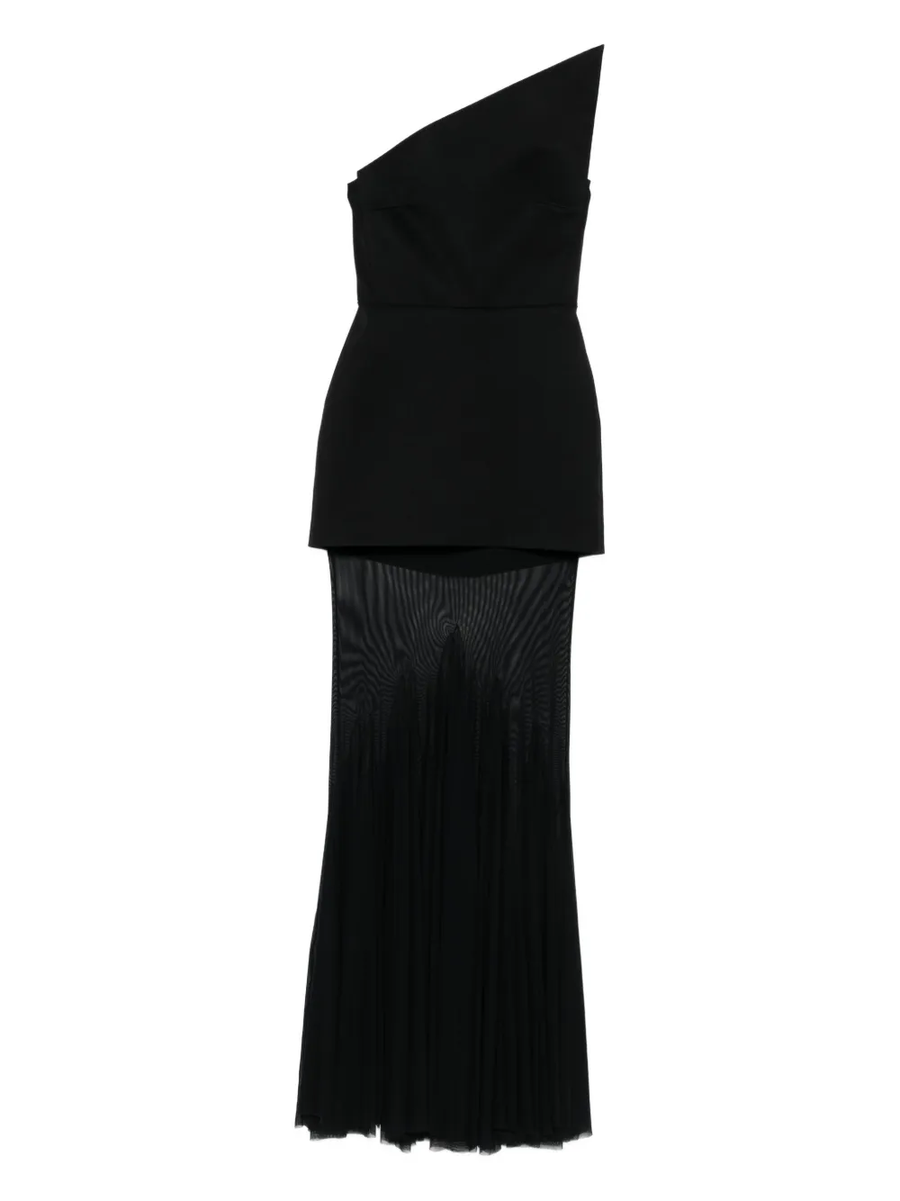 asymmetric-neck strapless maxi dress