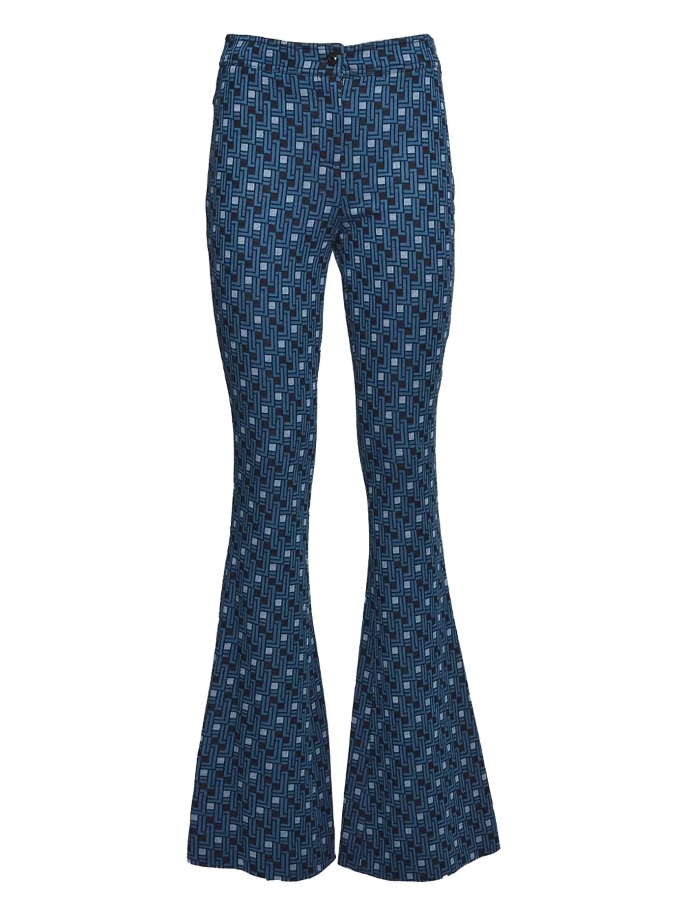 DVF Diane von Furstenberg geometric-print flared trousers | Blue | Image 1