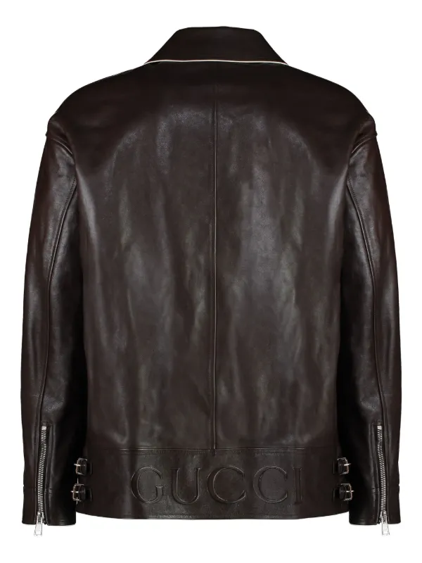 GUCCI ライダース ジャケット Gucci Leather Biker Jacket | Black | FARFETCH