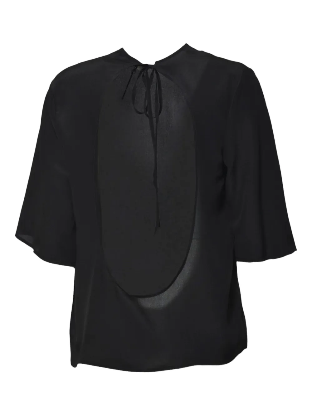 Covert open-back blouse - Zwart