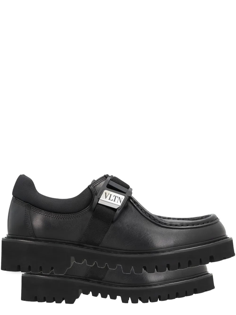 Valentino Garavani buckle-strap leather monk shoes Black