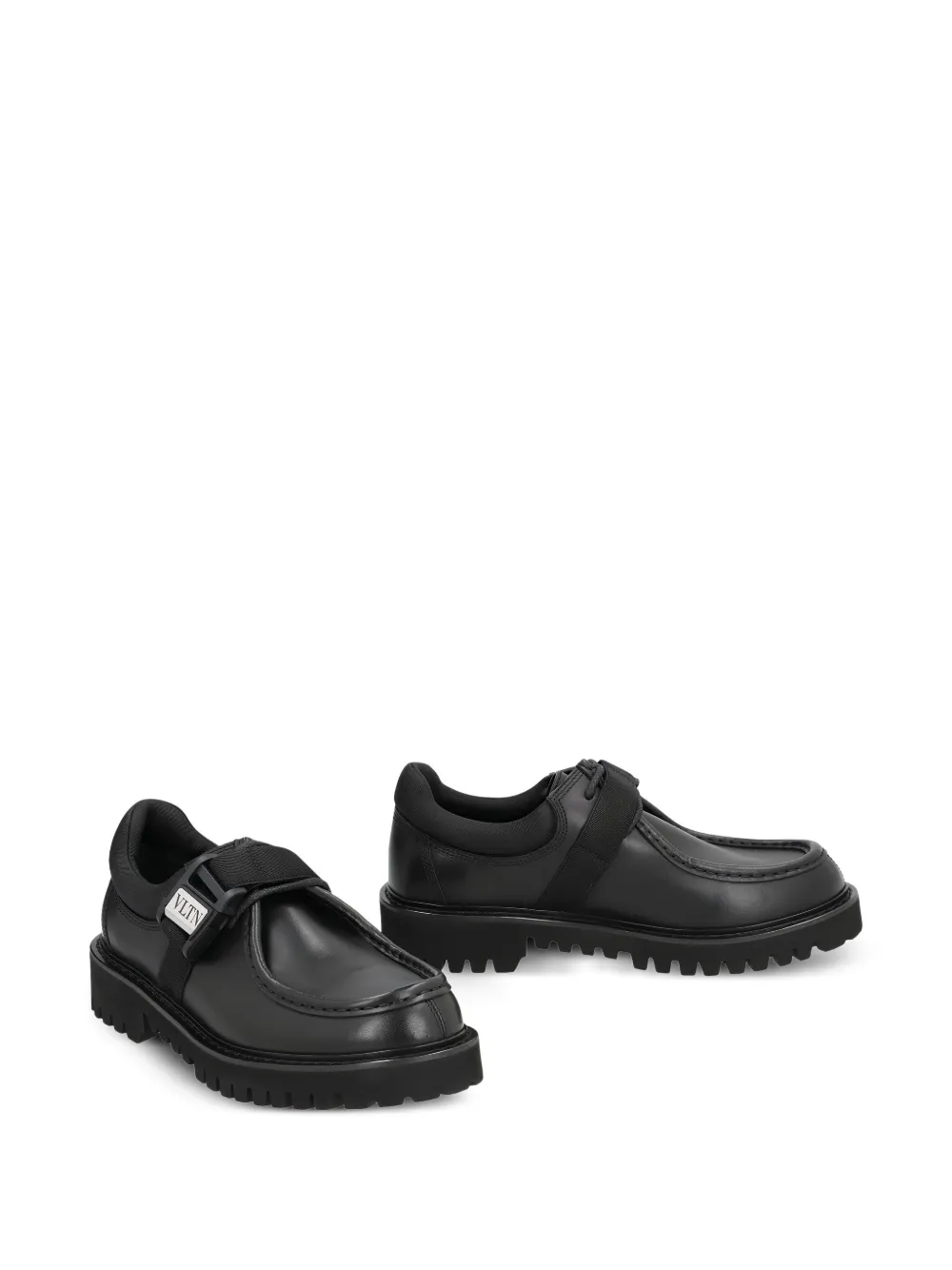 Valentino Garavani buckle-strap leather monk shoes Black
