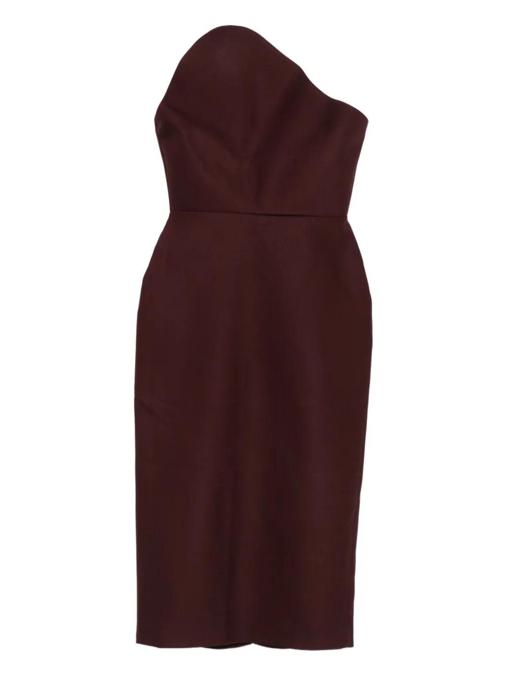 David Koma Strapless Asymmetric-neck Midi Dress In Burgundy