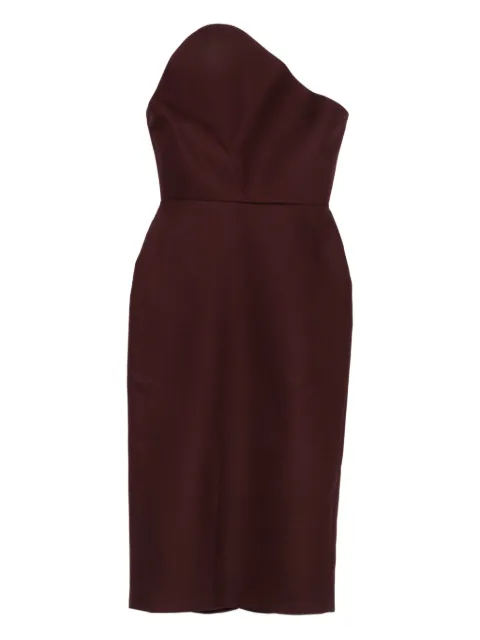 David Koma vestido midi strapless con cuello asimétrico