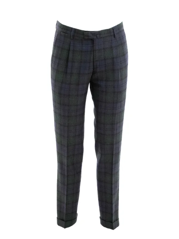 Briglia 1949 Pleated Plaid Trousers Grey FARFETCH PH