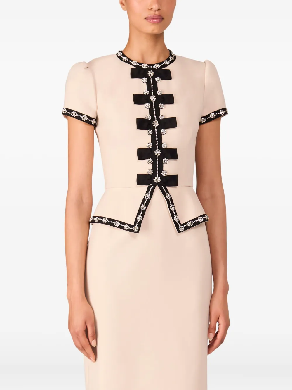 Jenny Packham Jurk met peplum detail en knopen - Beige