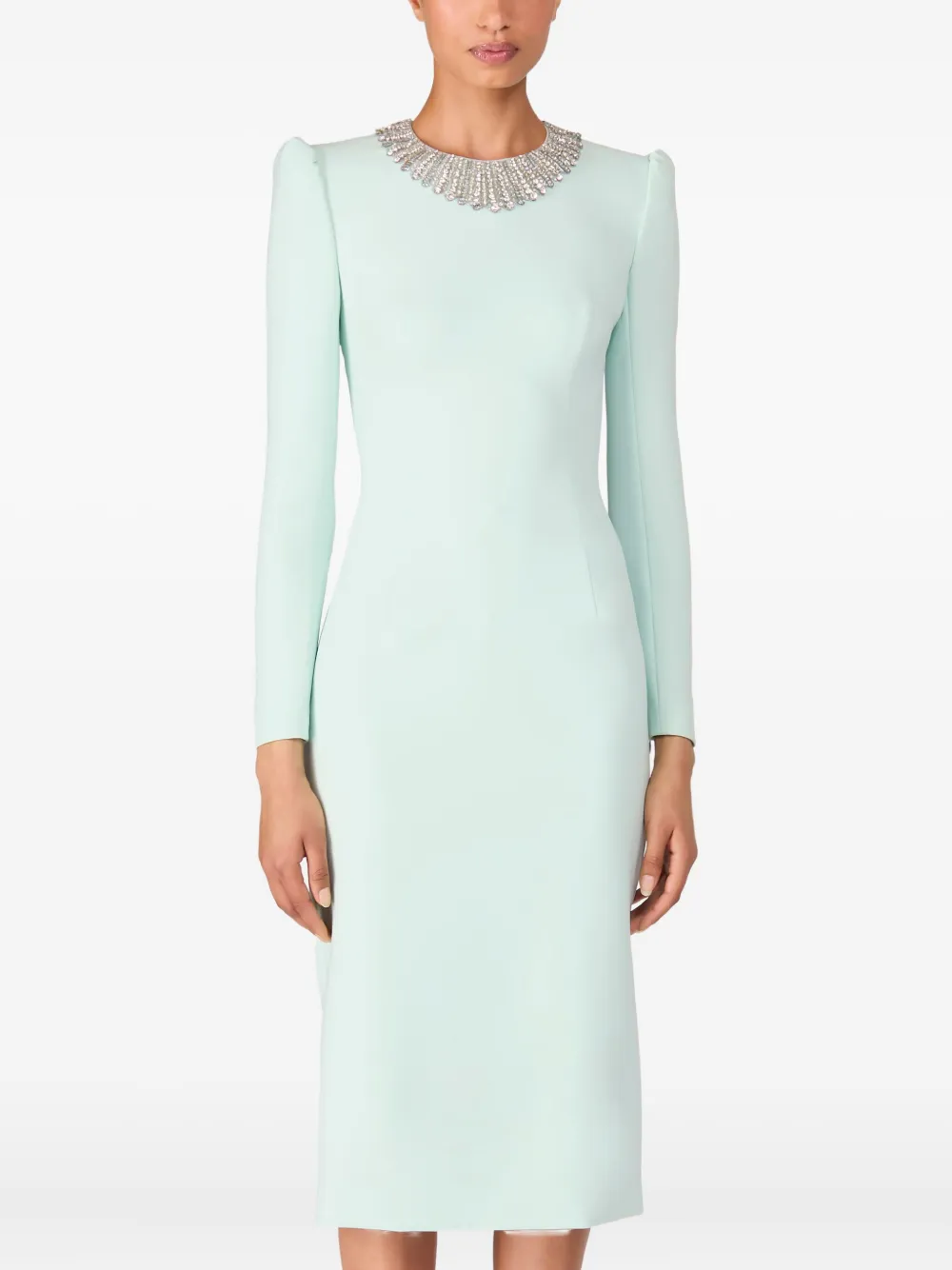 Jenny Packham Jurk met verfraaide hals en lange mouwen - Groen