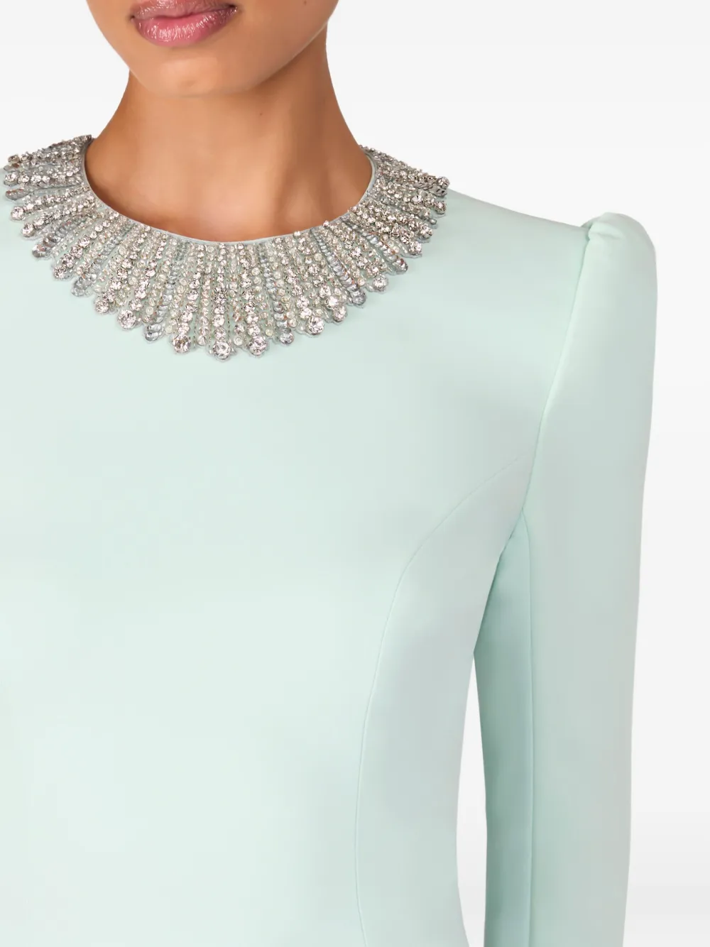 Jenny Packham Jurk met verfraaide hals en lange mouwen Groen