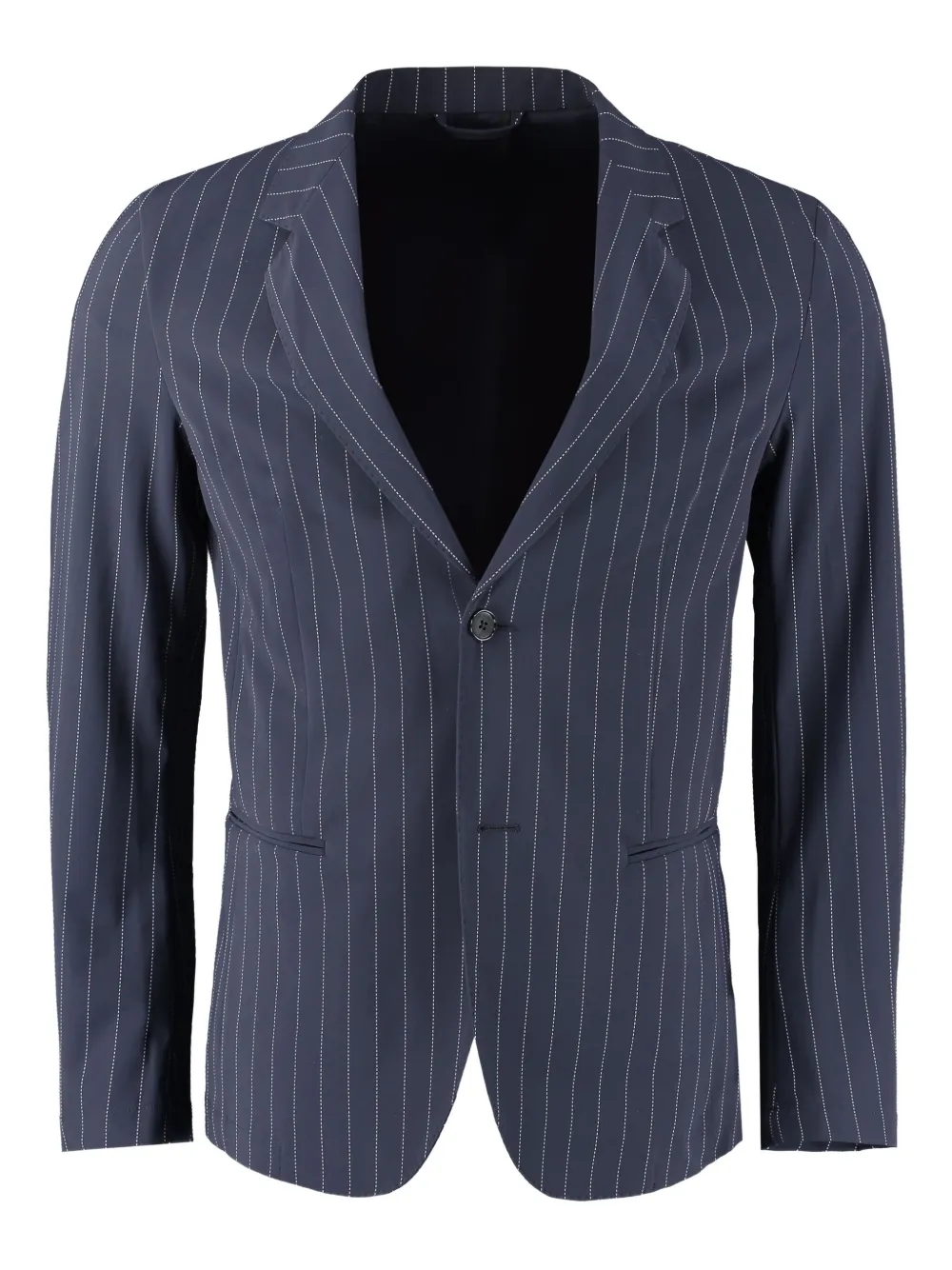 THE (Alphabet) stripe-pattern single-breasted blazer | Blue | Image 1