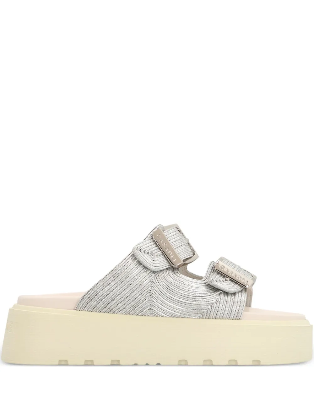 Casadei buckle-embellished platform slides Grey